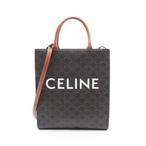 Celine Vertical Cabas Triomphe Tote Bag Canvas Leather Brown